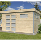 Abri Kasuko L 14,82m² en bois massif 28mm avec profils de coins en aluminium + porte et 2 fenêtres – Gardenas Ma boutique